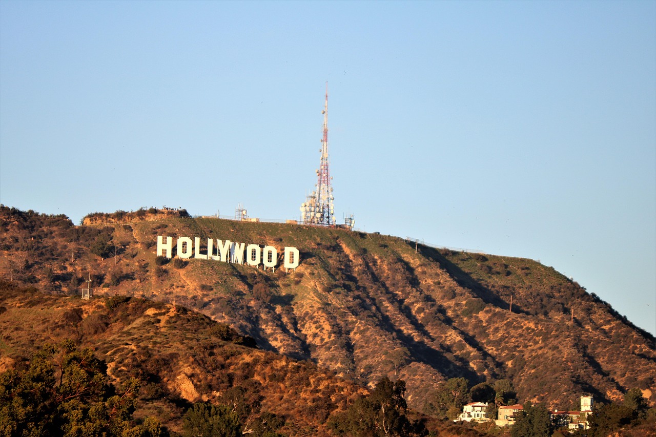 The Hollywood Sign on the hillside above Griffith Park