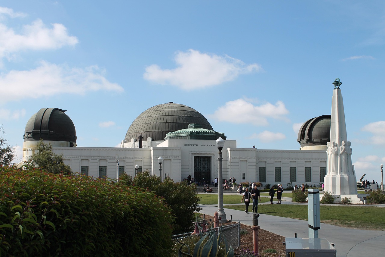 Griffith Observatory at night with LA city lights