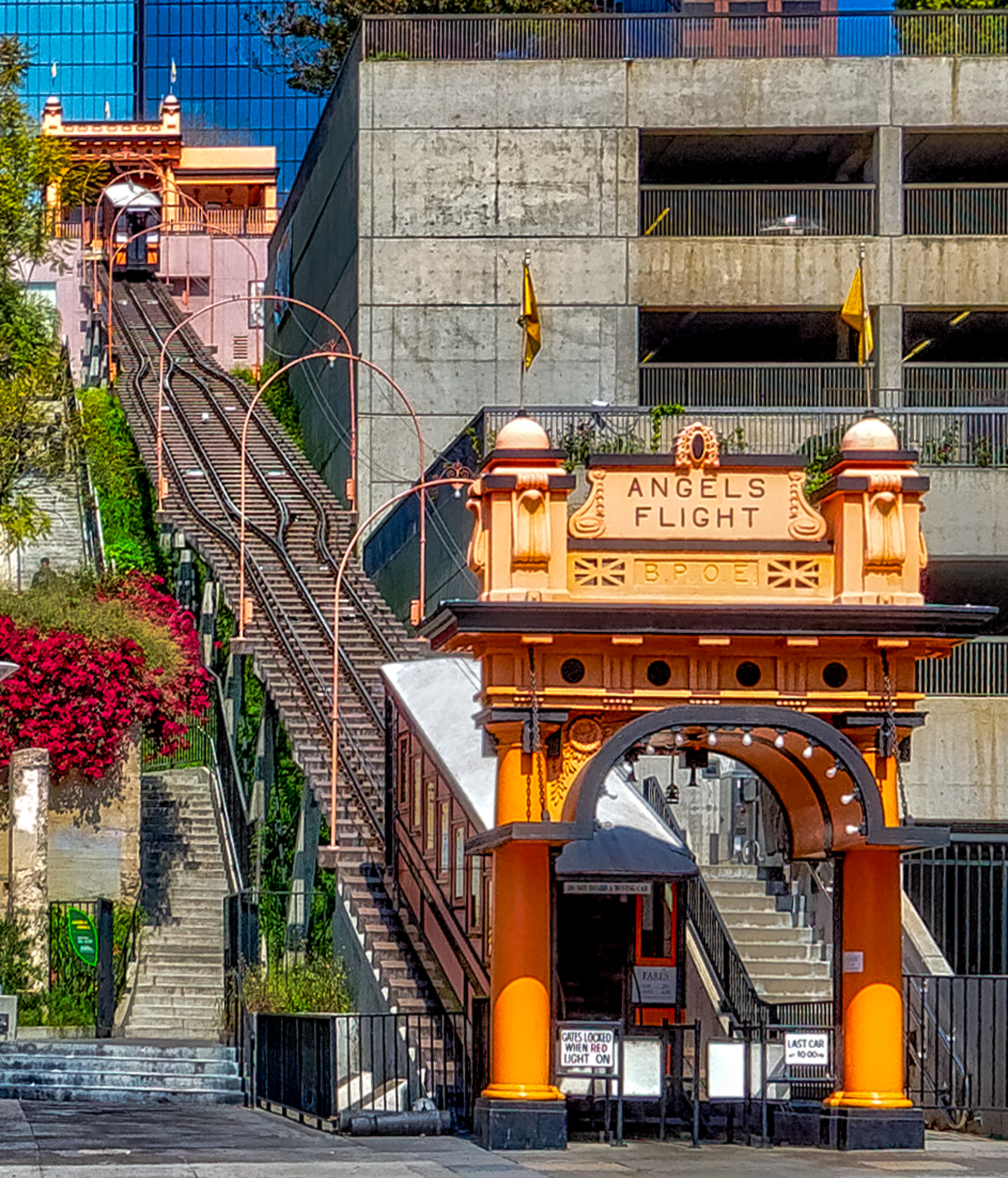 Angels Flight funicular railway in downtown LA